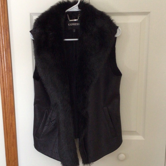 Express Jackets & Blazers - Express Elegant Black Faux Fur Vest